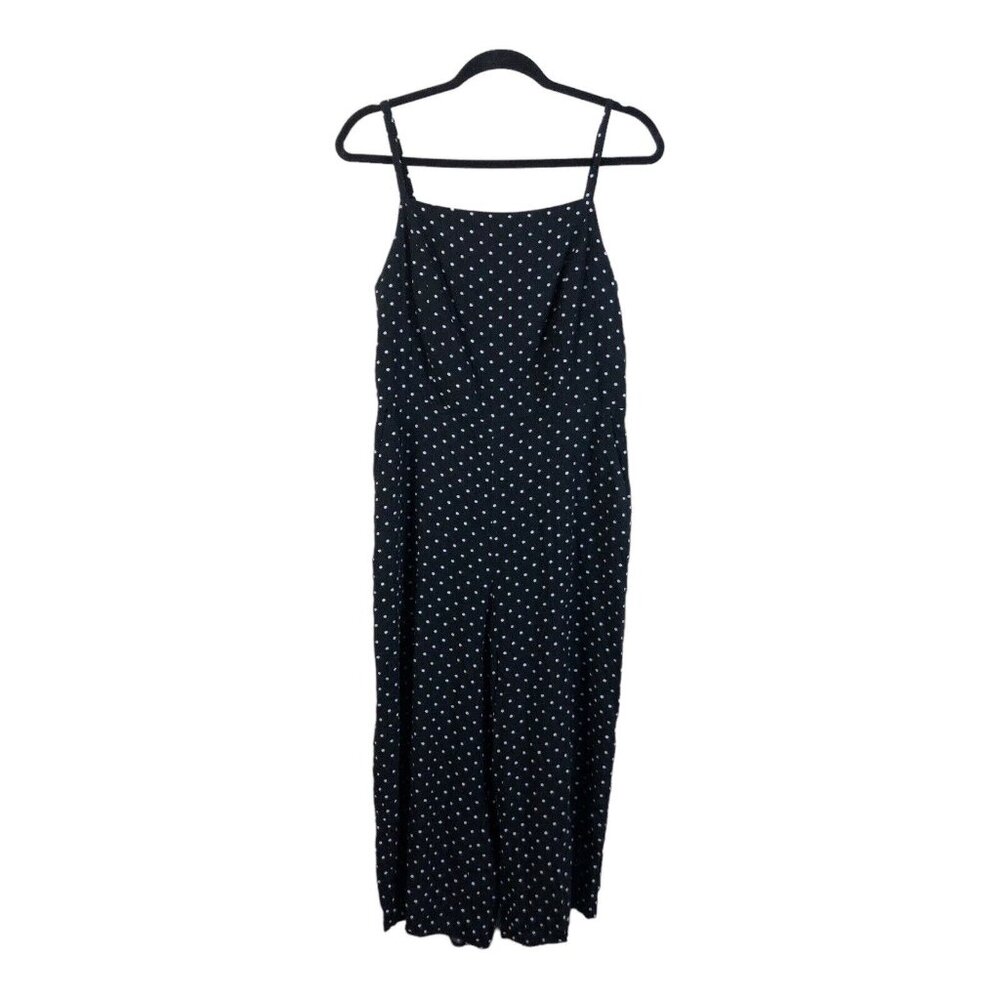 Old Navy L Jumpsuit Sleeveless Polka Dot Straight Leg Ruched Back Adjustable